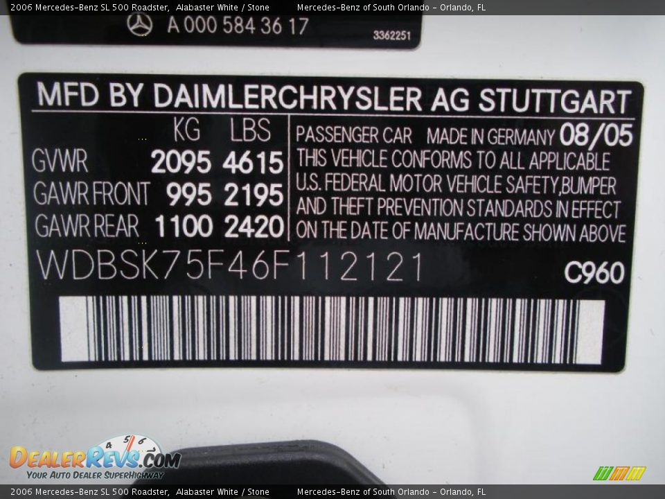 2006 Mercedes-Benz SL 500 Roadster Alabaster White / Stone Photo #30