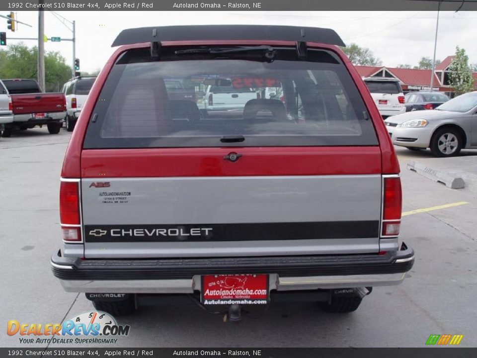 1992 Chevrolet S10 Blazer 4x4 Apple Red / Red Photo #6