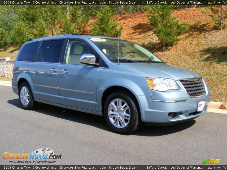 2008 Chrysler Town & Country Limited Clearwater Blue Pearlcoat / Medium Pebble Beige/Cream Photo #3