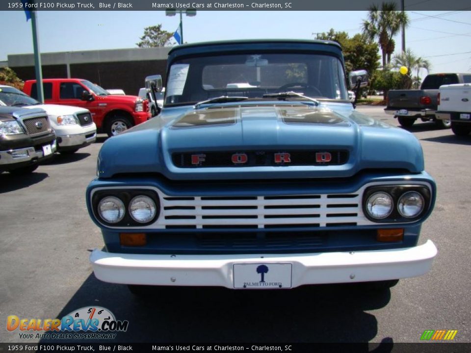1959 Ford F100 Pickup Truck Blue / Black Photo #4