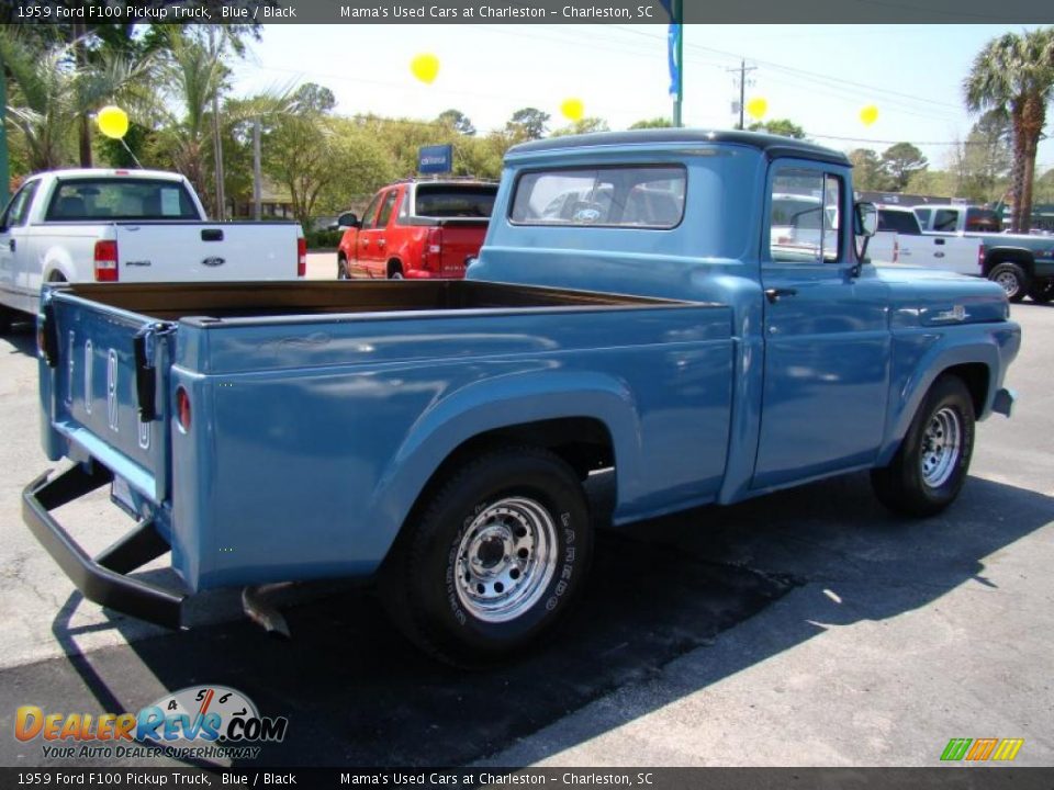 1959 Ford F100 Pickup Truck Blue / Black Photo #7