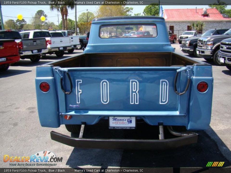1959 Ford F100 Pickup Truck Blue / Black Photo #8