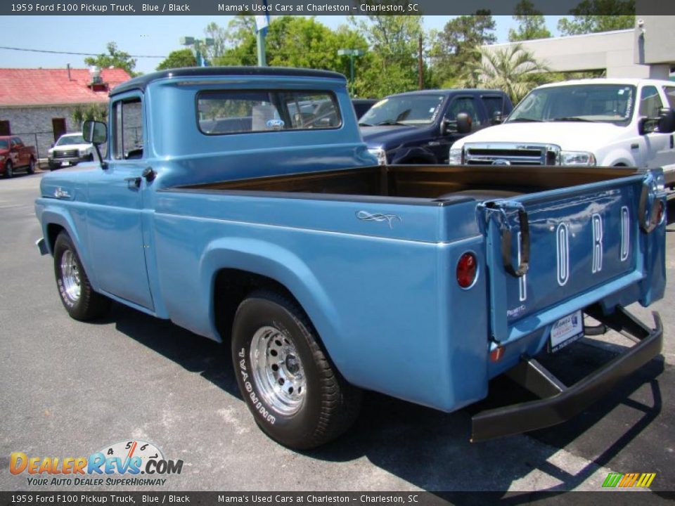 1959 Ford F100 Pickup Truck Blue / Black Photo #9