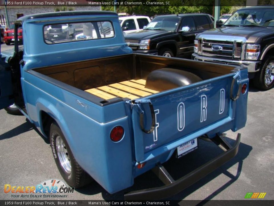 1959 Ford F100 Pickup Truck Blue / Black Photo #10