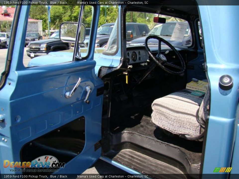 1959 Ford F100 Pickup Truck Blue / Black Photo #14