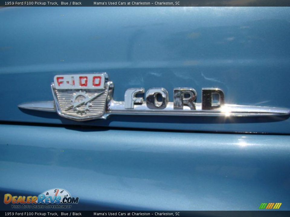 1959 Ford F100 Pickup Truck Blue / Black Photo #24