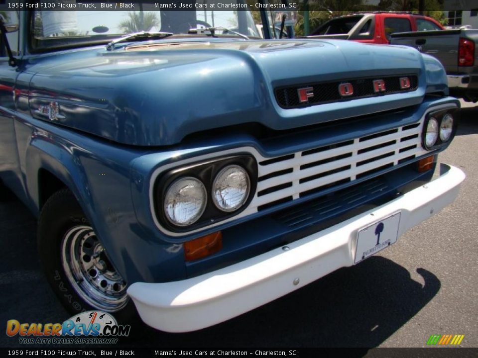 1959 Ford F100 Pickup Truck Blue / Black Photo #28