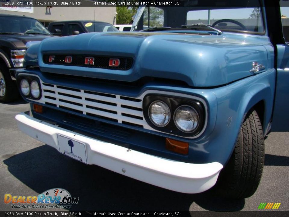 1959 Ford F100 Pickup Truck Blue / Black Photo #29