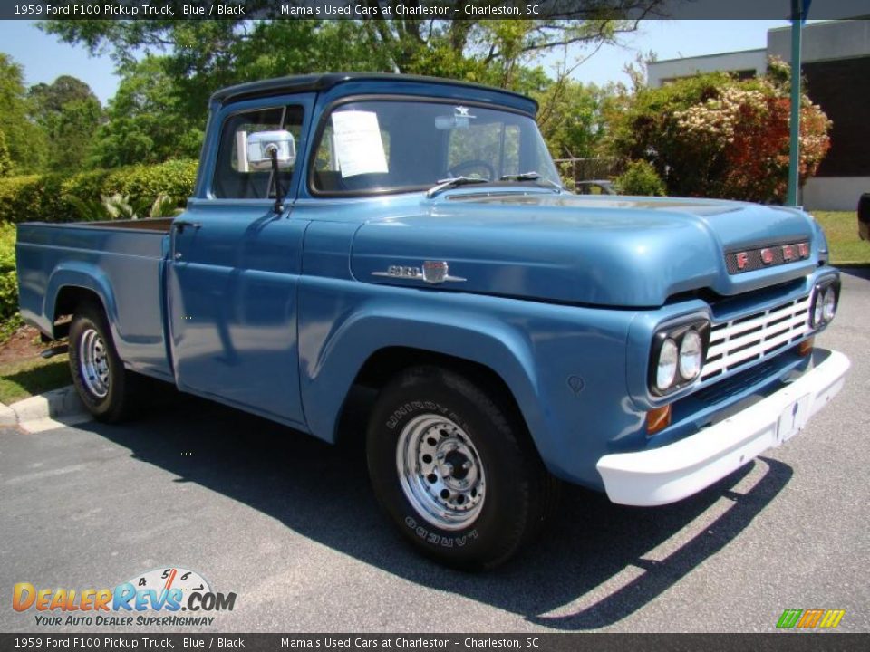 1959 Ford F100 Pickup Truck Blue / Black Photo #31