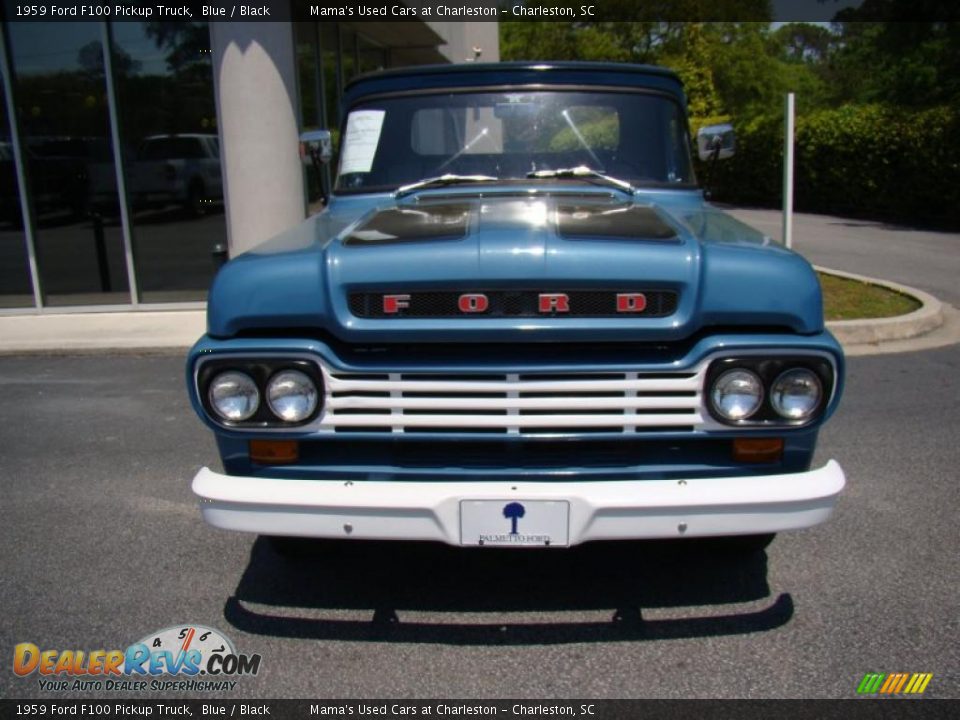 1959 Ford F100 Pickup Truck Blue / Black Photo #32