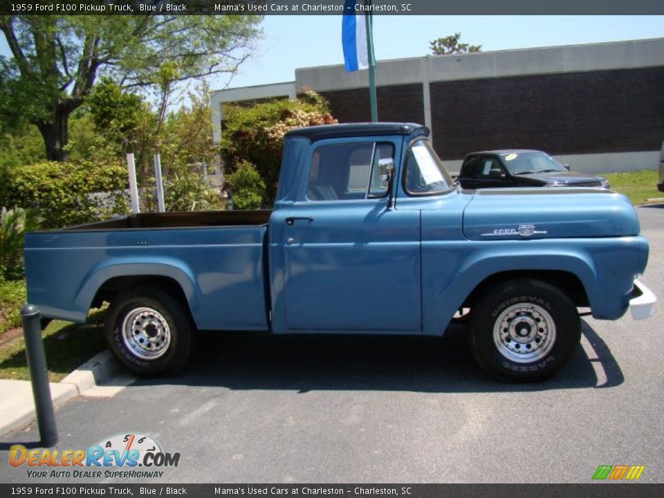 1959 Ford F100 Pickup Truck Blue / Black Photo #33