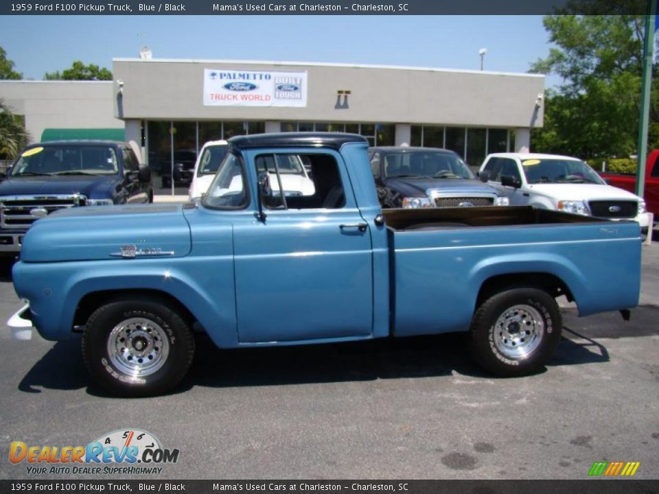 1959 Ford F100 Pickup Truck Blue / Black Photo #34