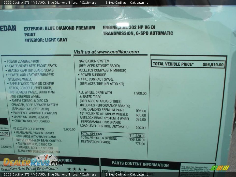 2009 Cadillac STS 4 V6 AWD Blue Diamond Tricoat / Cashmere Photo #18