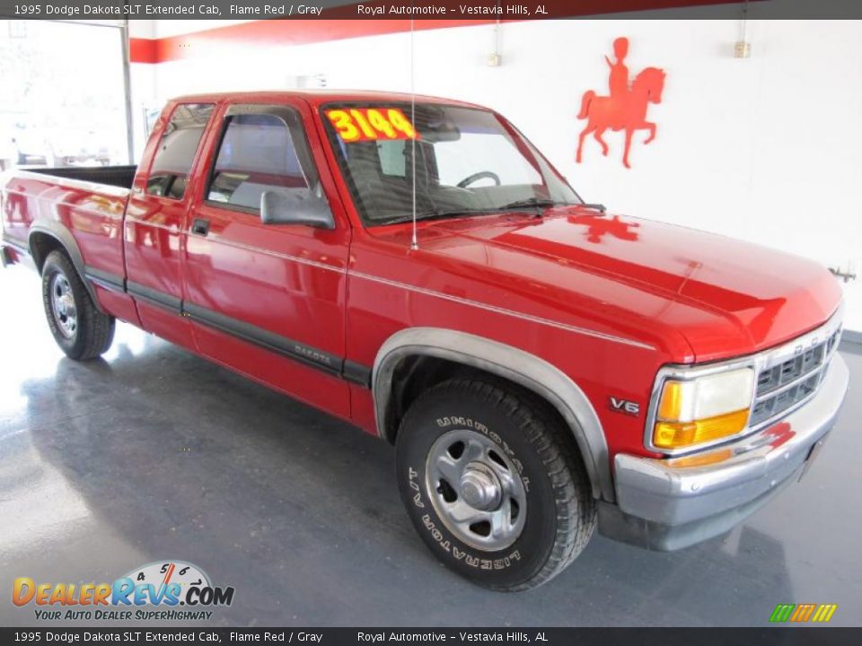 1995 Dodge Dakota SLT Extended Cab Flame Red / Gray Photo #1