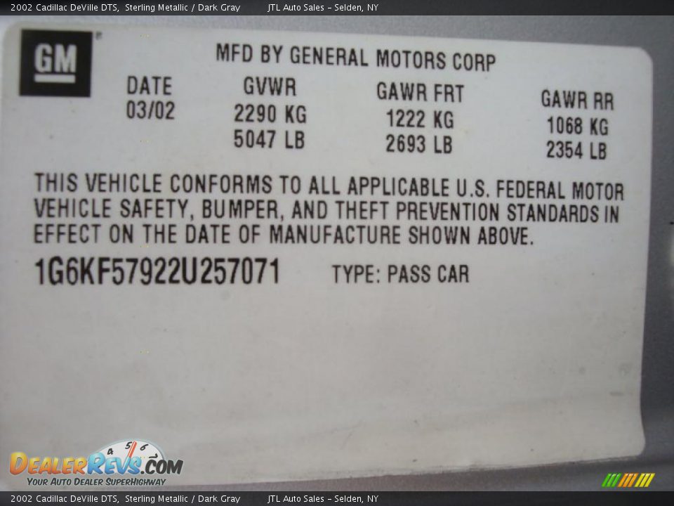 2002 Cadillac DeVille DTS Sterling Metallic / Dark Gray Photo #18
