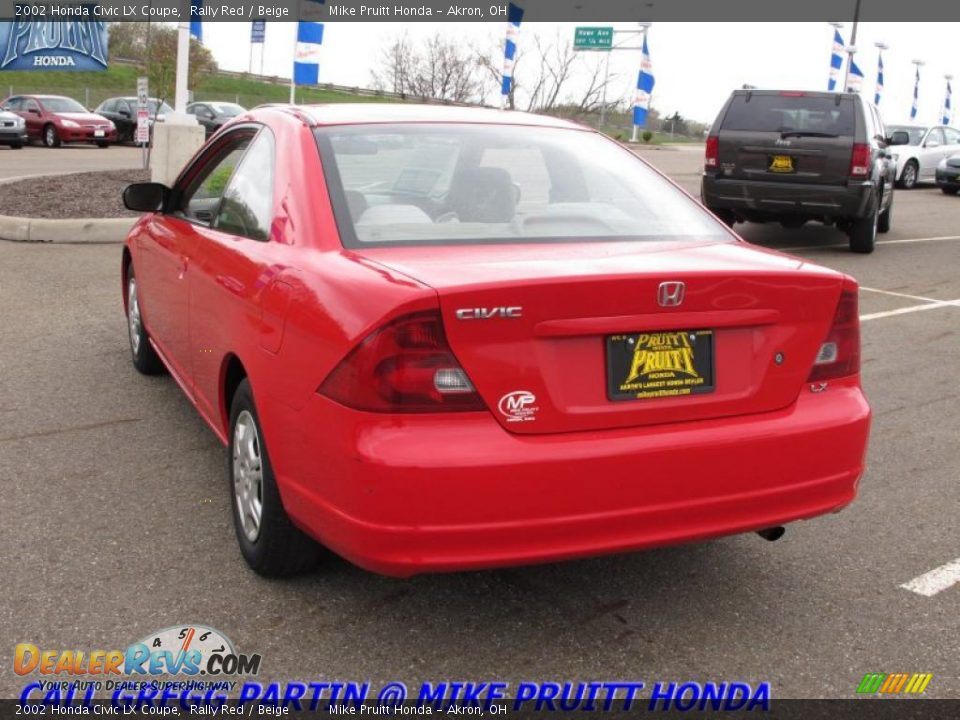 2002 Honda Civic LX Coupe Rally Red / Beige Photo #2