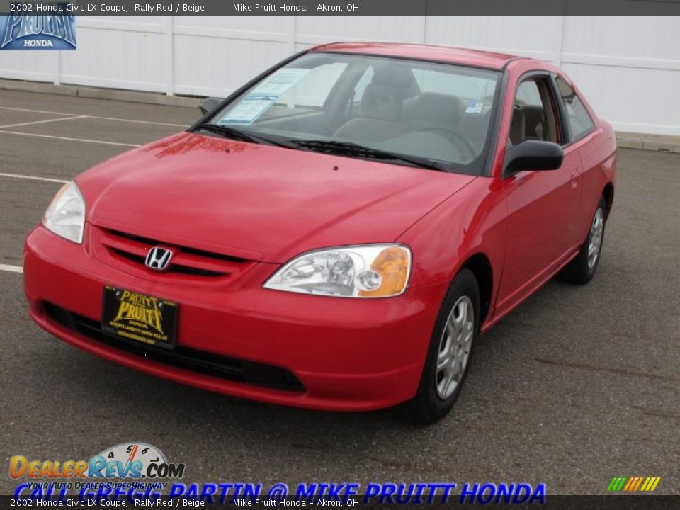 2002 Honda Civic LX Coupe Rally Red / Beige Photo #3