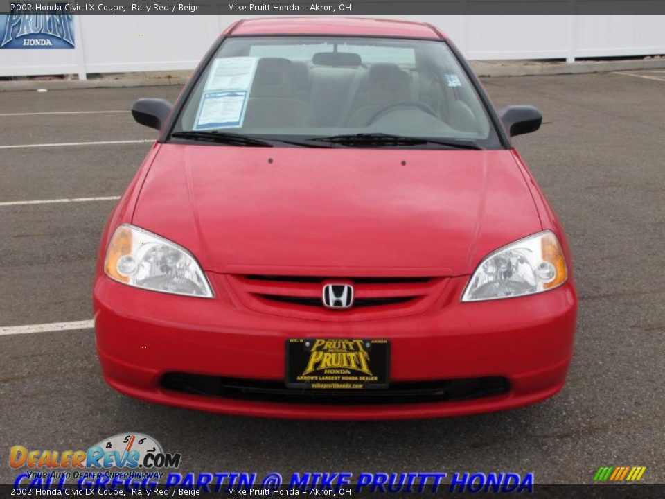 2002 Honda Civic LX Coupe Rally Red / Beige Photo #4