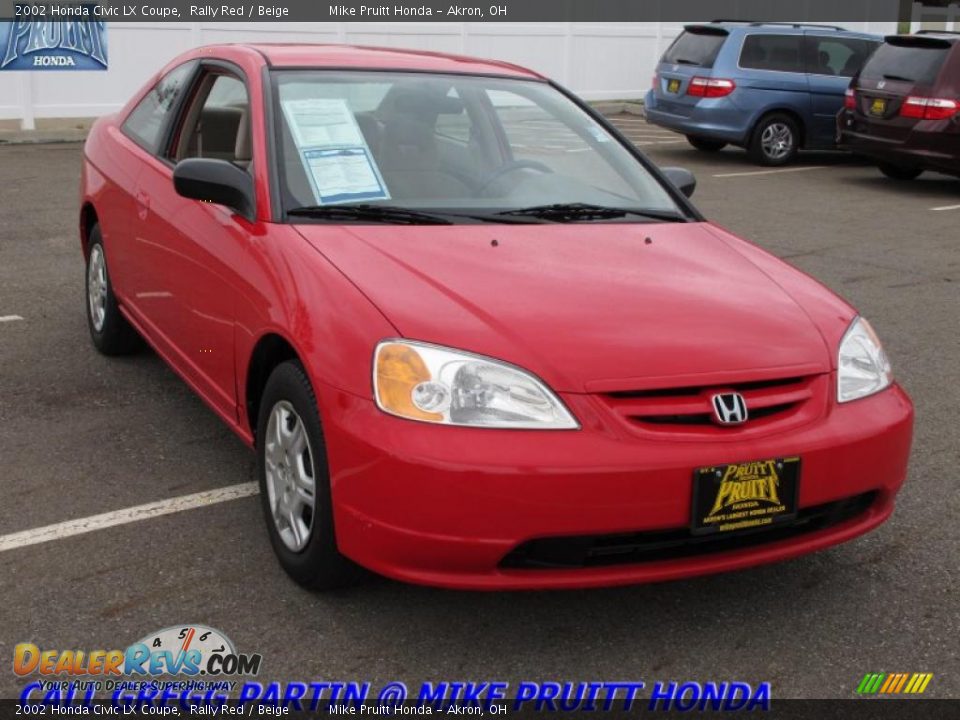 2002 Honda Civic LX Coupe Rally Red / Beige Photo #5