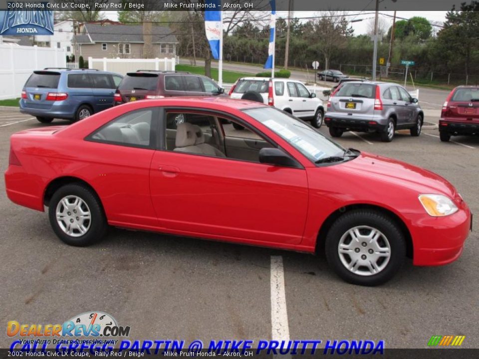 2002 Honda Civic LX Coupe Rally Red / Beige Photo #6
