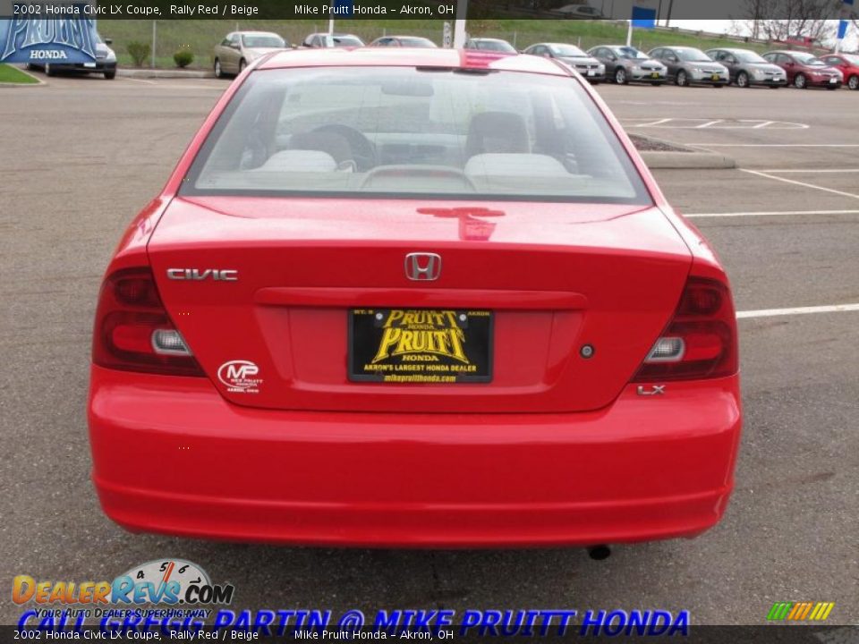 2002 Honda Civic LX Coupe Rally Red / Beige Photo #8