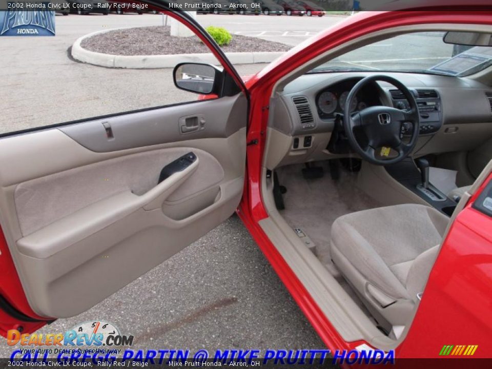 2002 Honda Civic LX Coupe Rally Red / Beige Photo #10