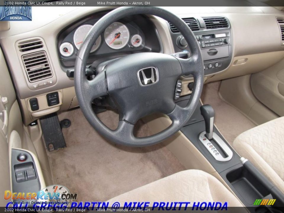 2002 Honda Civic LX Coupe Rally Red / Beige Photo #14