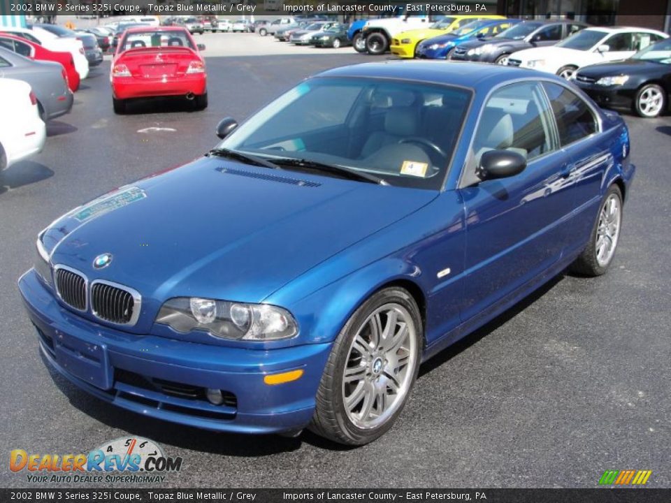 2002 BMW 3 Series 325i Coupe Topaz Blue Metallic / Grey Photo #2