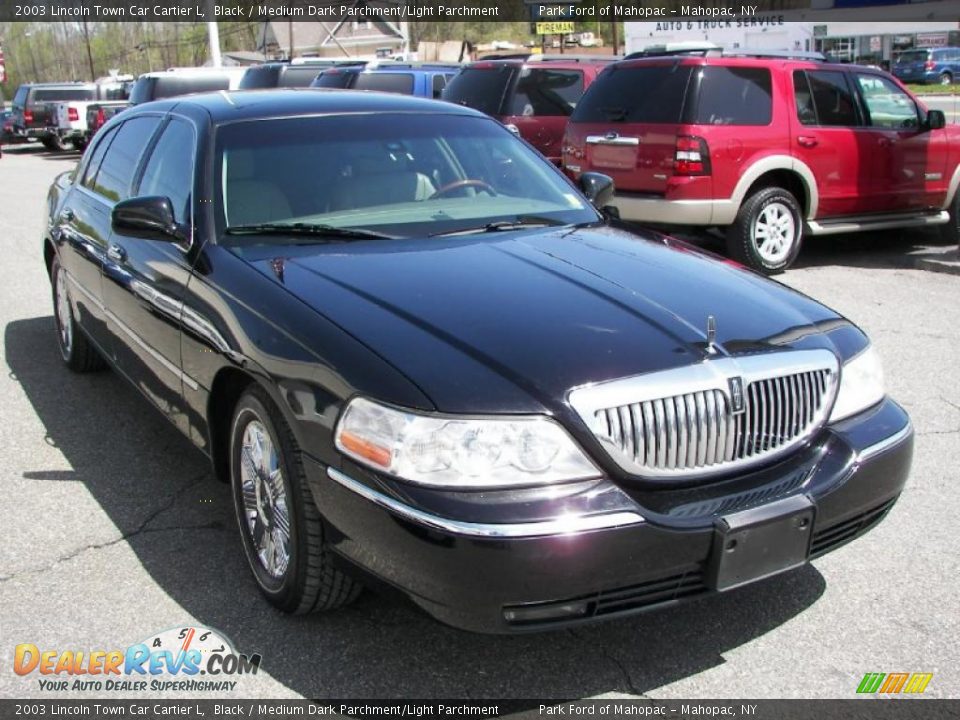 2003 Lincoln Town Car Cartier L Black / Medium Dark Parchment/Light Parchment Photo #4