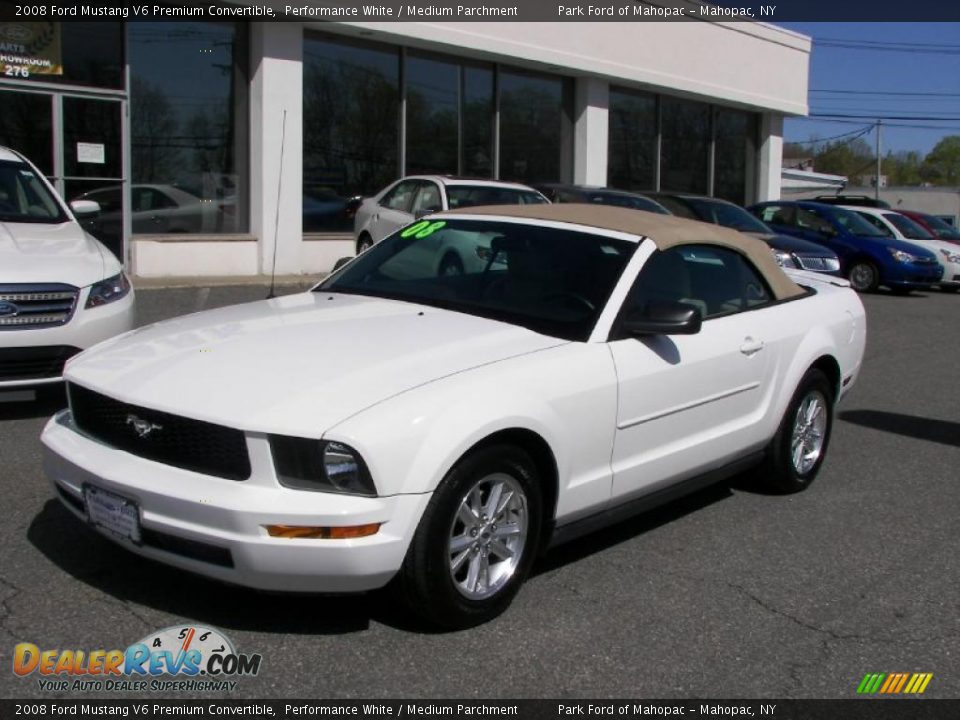 2008 Ford Mustang V6 Premium Convertible Performance White / Medium Parchment Photo #2