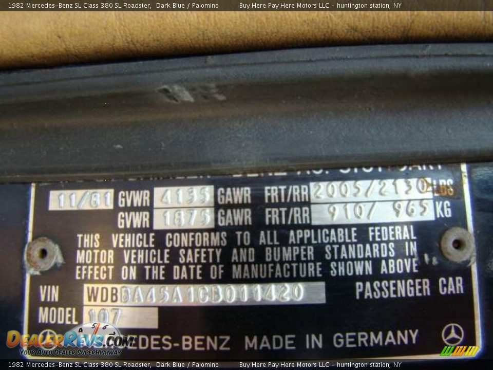 1982 Mercedes-Benz SL Class 380 SL Roadster Dark Blue / Palomino Photo #15