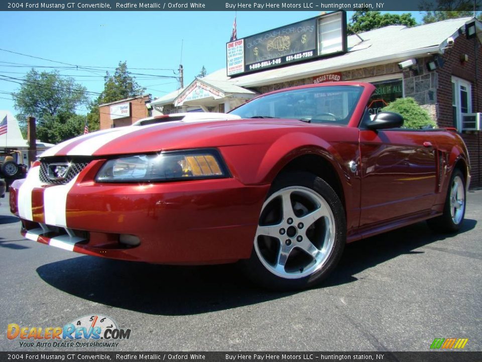 2004 Ford Mustang GT Convertible Redfire Metallic / Oxford White Photo #2