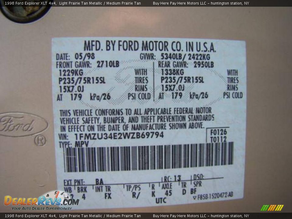 1998 Ford Explorer XLT 4x4 Light Prairie Tan Metallic / Medium Prairie Tan Photo #15