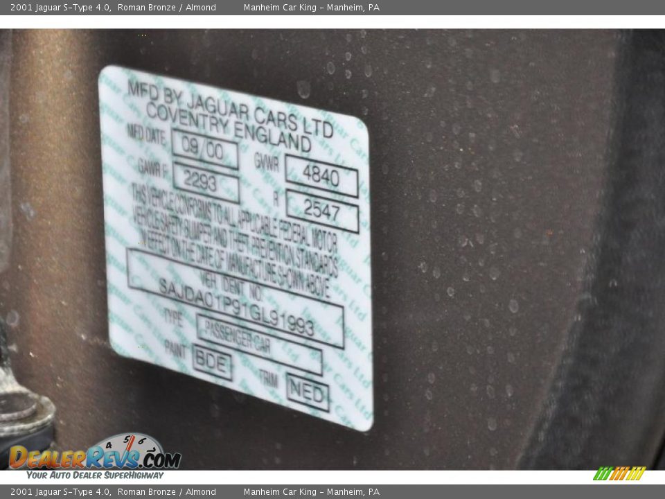 2001 Jaguar S-Type 4.0 Roman Bronze / Almond Photo #9