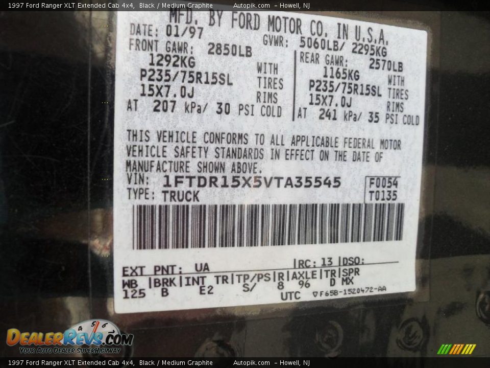 1997 Ford Ranger XLT Extended Cab 4x4 Black / Medium Graphite Photo #14