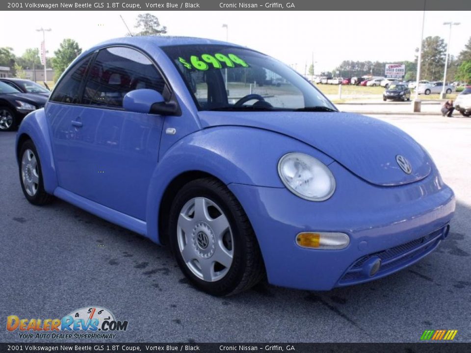 2001 Volkswagen New Beetle GLS 1.8T Coupe Vortex Blue / Black Photo #7