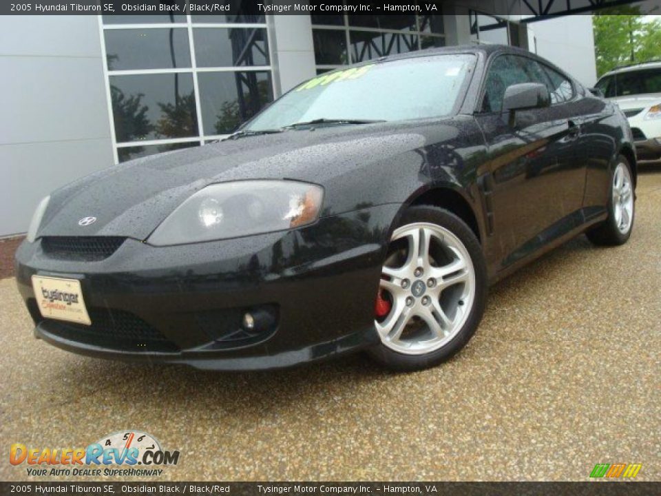 2005 Hyundai Tiburon SE Obsidian Black / Black/Red Photo #1