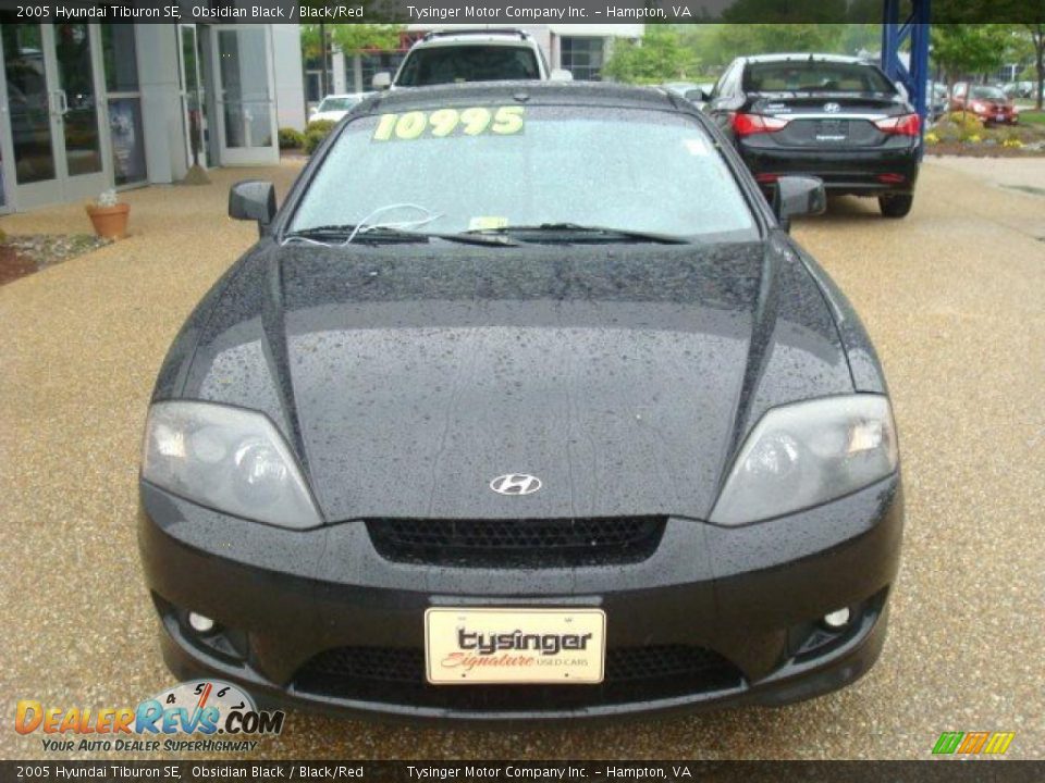 2005 Hyundai Tiburon SE Obsidian Black / Black/Red Photo #3