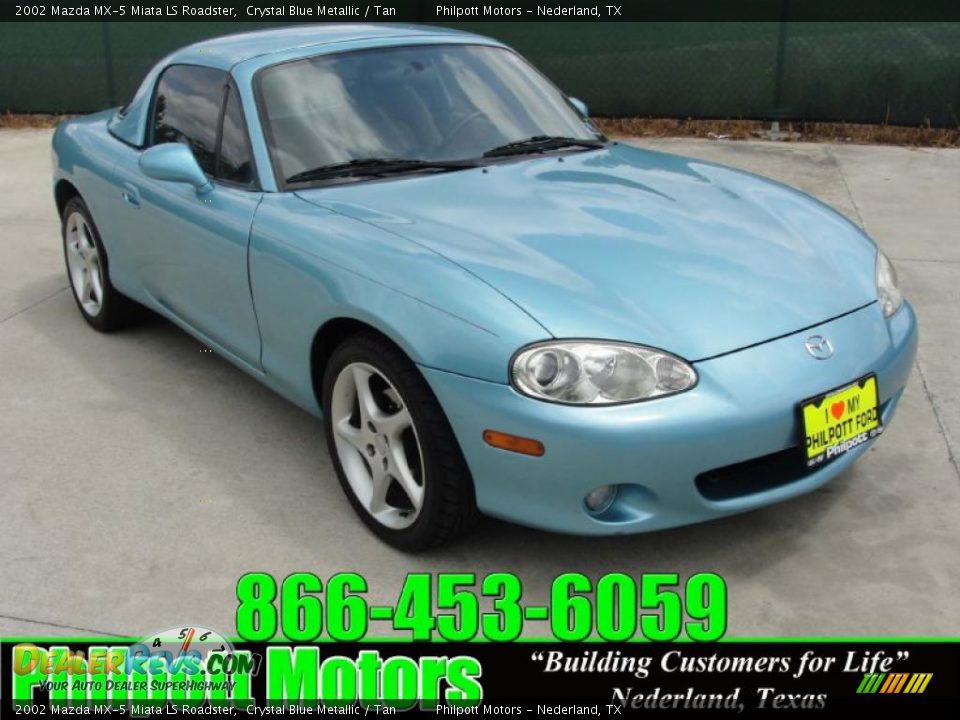 2002 Mazda MX-5 Miata LS Roadster Crystal Blue Metallic / Tan Photo #1