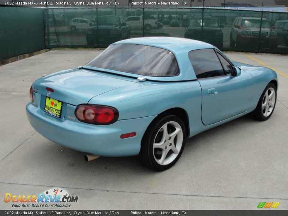 2002 Mazda MX-5 Miata LS Roadster Crystal Blue Metallic / Tan Photo #3