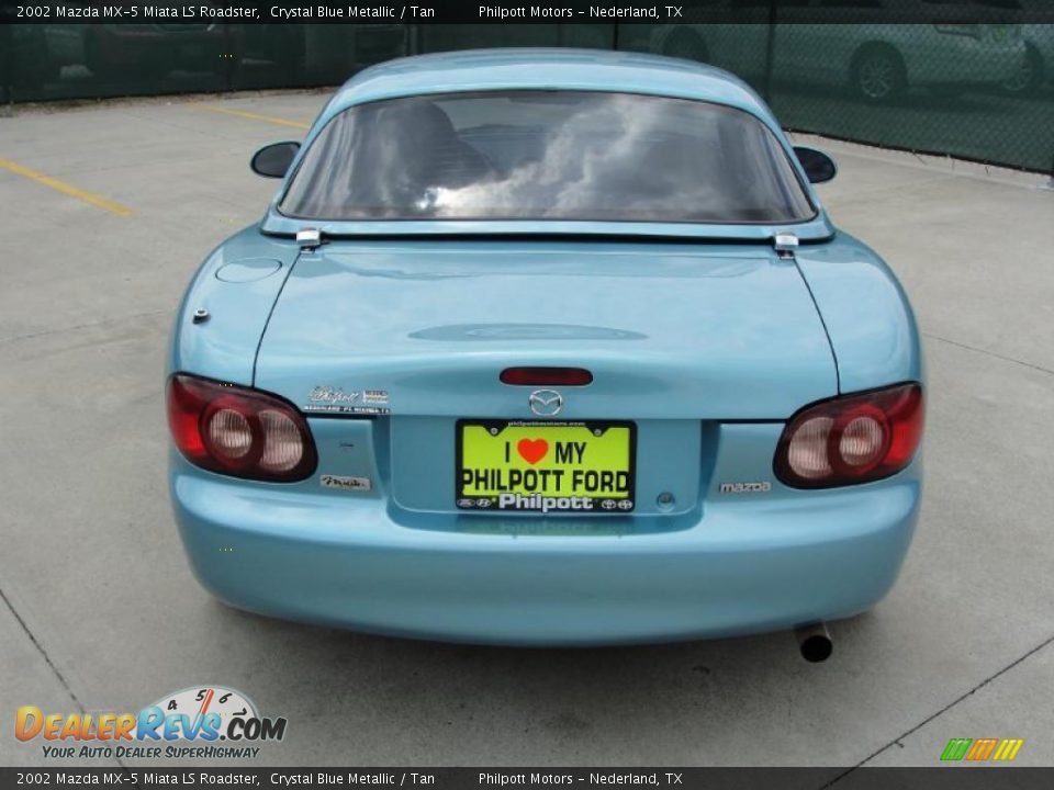 2002 Mazda MX-5 Miata LS Roadster Crystal Blue Metallic / Tan Photo #4