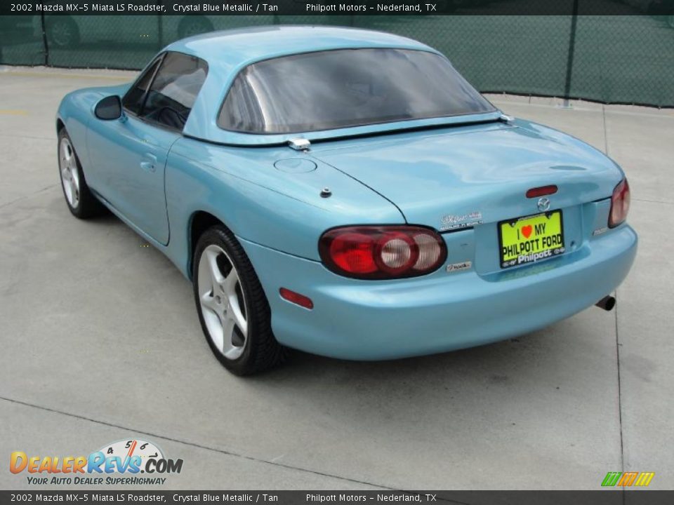 2002 Mazda MX-5 Miata LS Roadster Crystal Blue Metallic / Tan Photo #5