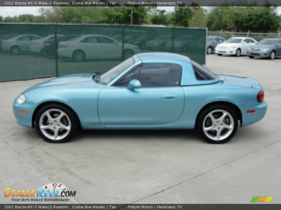 2002 Mazda MX-5 Miata LS Roadster Crystal Blue Metallic / Tan Photo #6