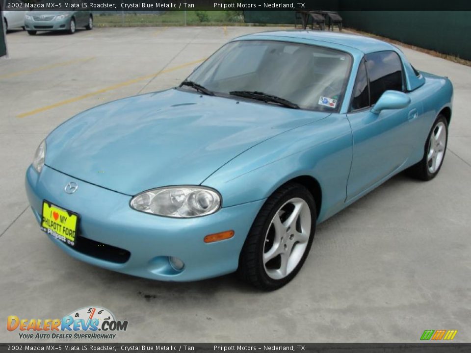 2002 Mazda MX-5 Miata LS Roadster Crystal Blue Metallic / Tan Photo #7