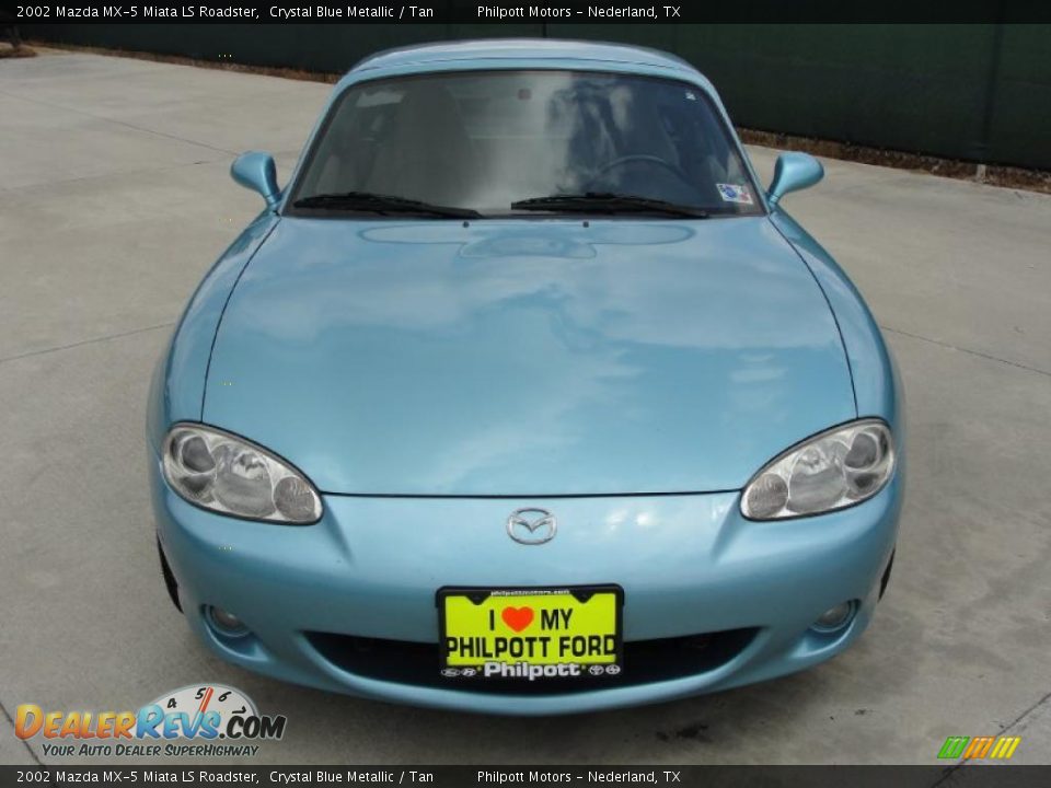 2002 Mazda MX-5 Miata LS Roadster Crystal Blue Metallic / Tan Photo #8