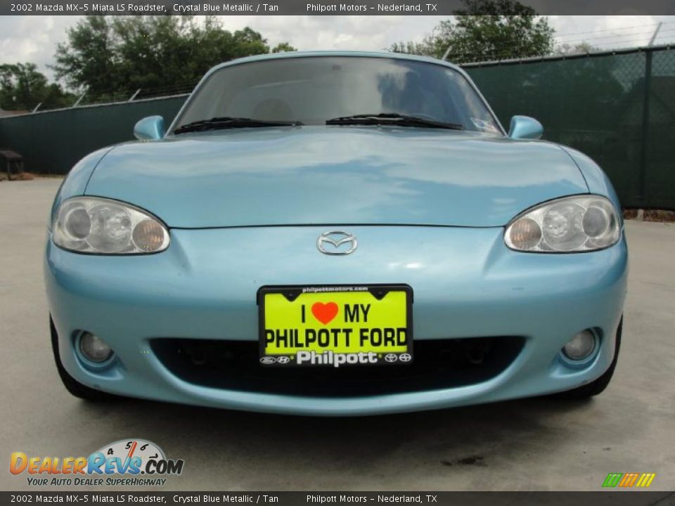 2002 Mazda MX-5 Miata LS Roadster Crystal Blue Metallic / Tan Photo #9