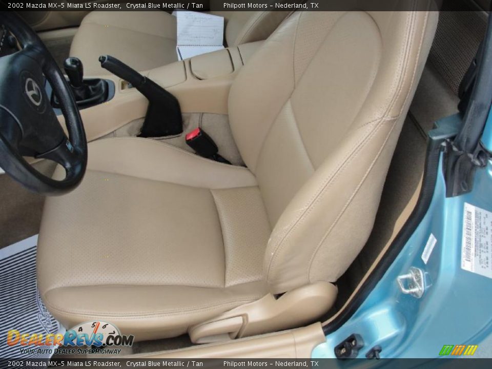 2002 Mazda MX-5 Miata LS Roadster Crystal Blue Metallic / Tan Photo #32