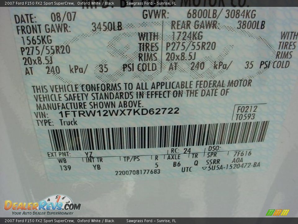 2007 Ford F150 FX2 Sport SuperCrew Oxford White / Black Photo #30