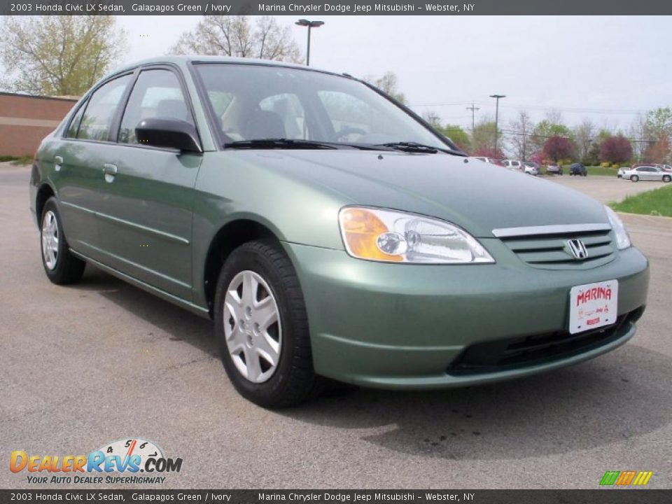 2003 Honda Civic LX Sedan Galapagos Green / Ivory Photo #7