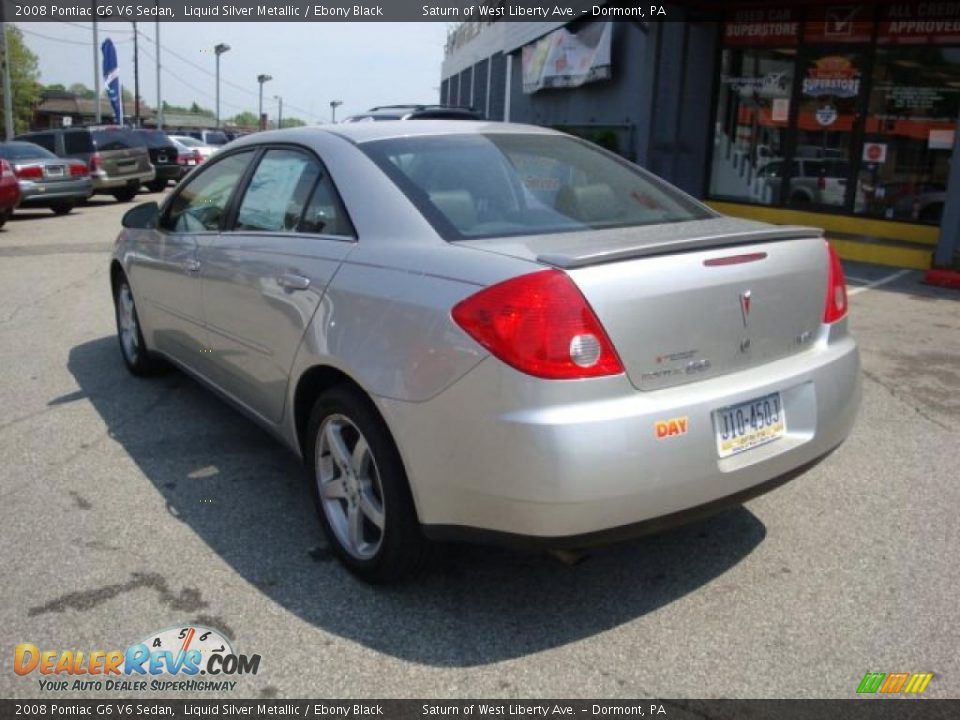 2008 Pontiac G6 V6 Sedan Liquid Silver Metallic / Ebony Black Photo #2